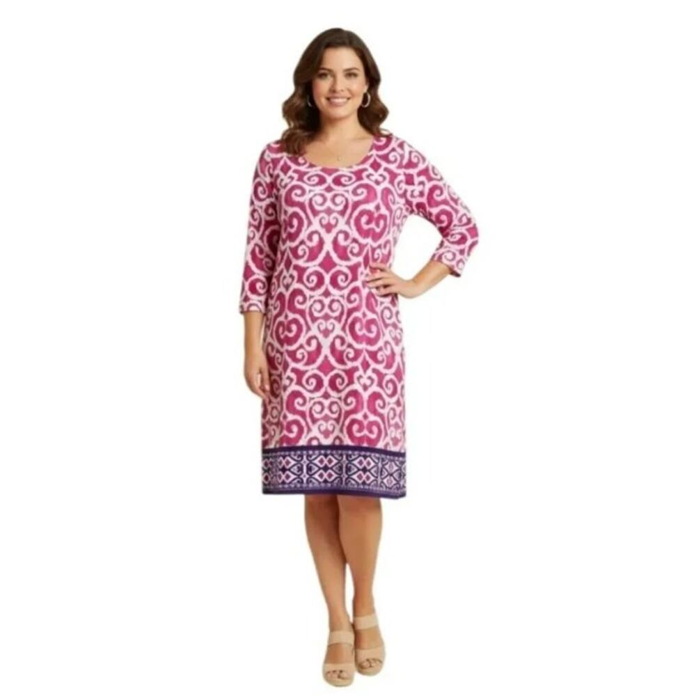 Chicos Travelers Womens Slinky Dress Knee Length Dress Size 3 Beach Stretch